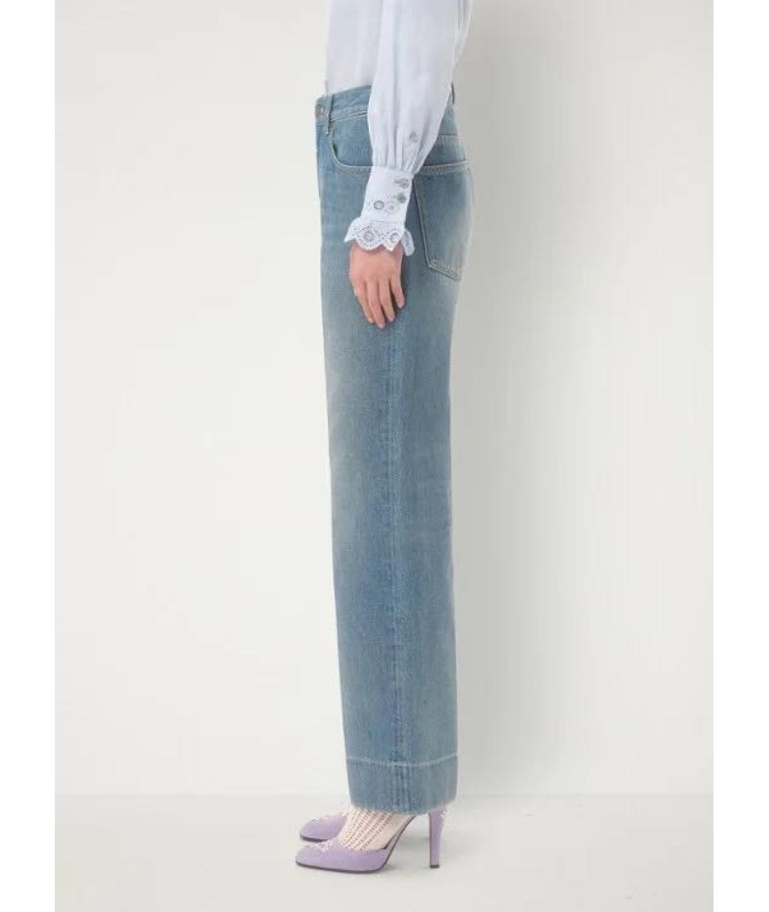 VALENTINO Голубые хлопковые прямые джинсы, фото 5
