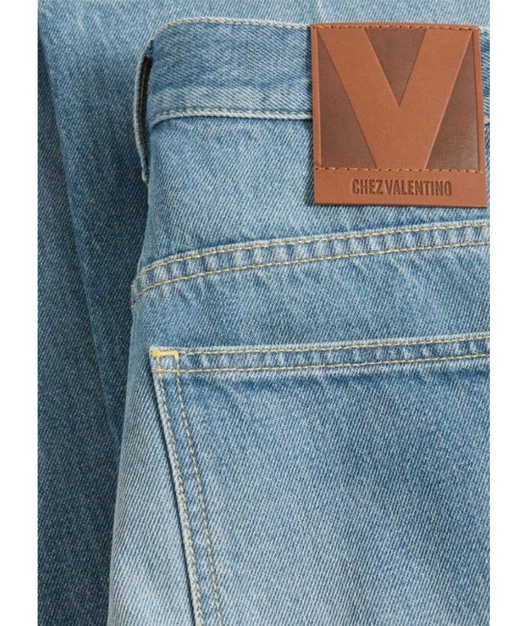 VALENTINO Голубые хлопковые прямые джинсы, фото 6