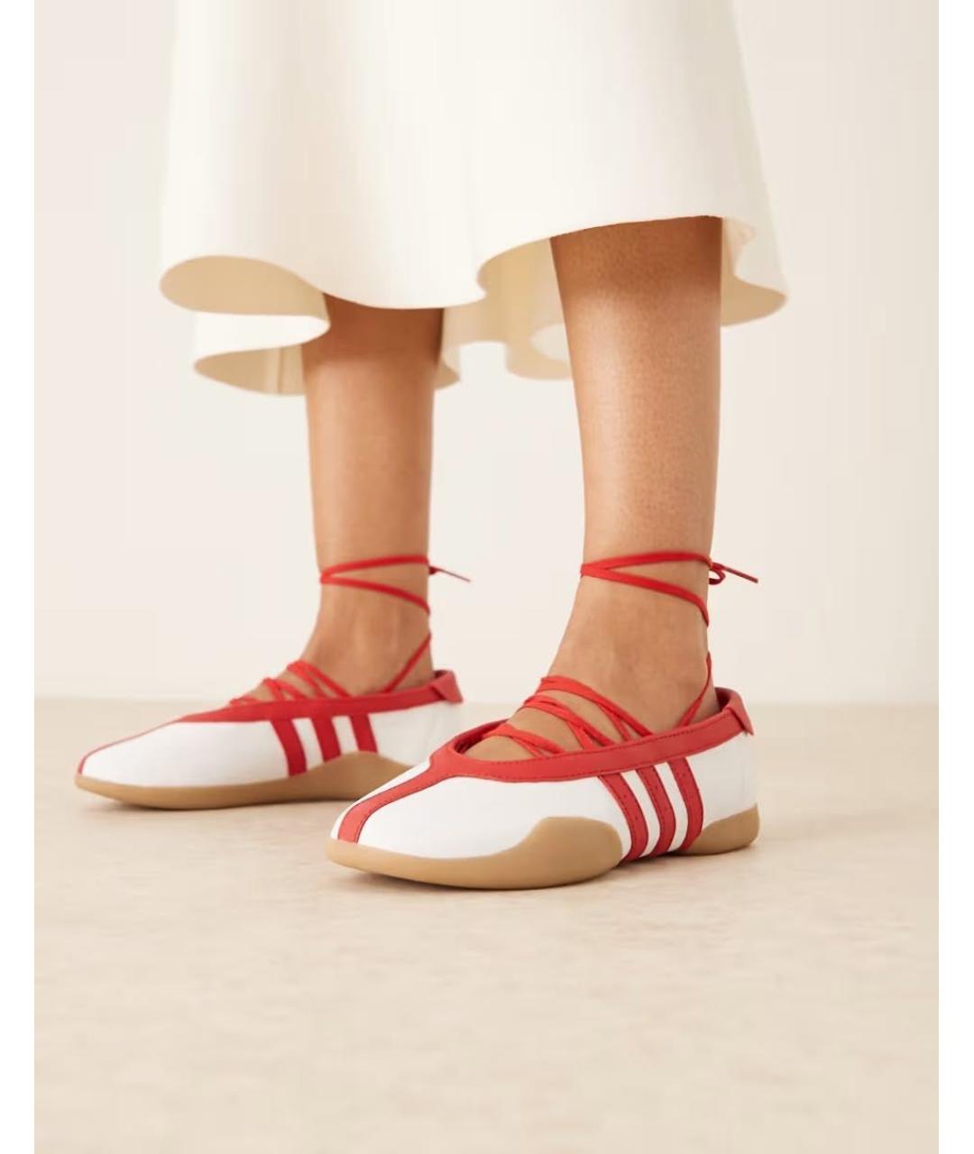 ADIDAS Красные кожаные балетки, фото 3