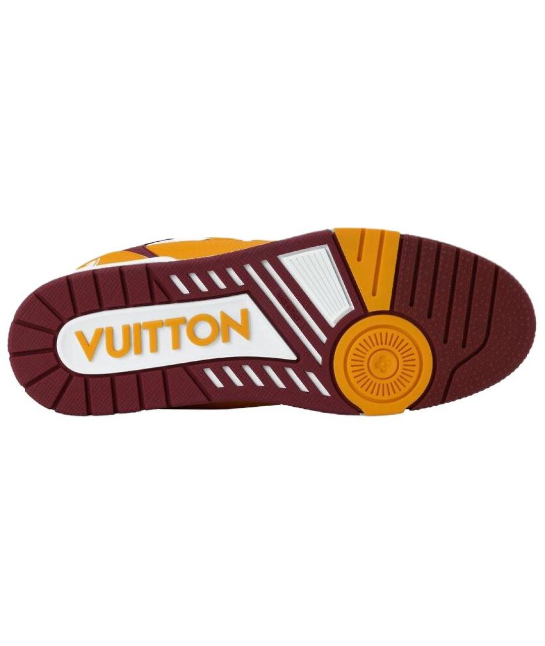 LOUIS VUITTON Желтые кожаные низкие кроссовки / кеды, фото 5