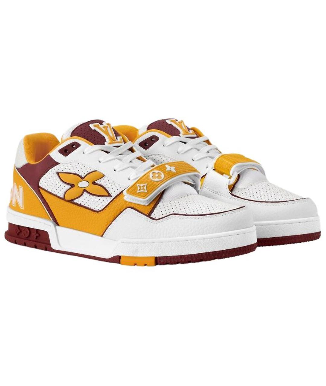 LOUIS VUITTON Желтые кожаные низкие кроссовки / кеды, фото 3