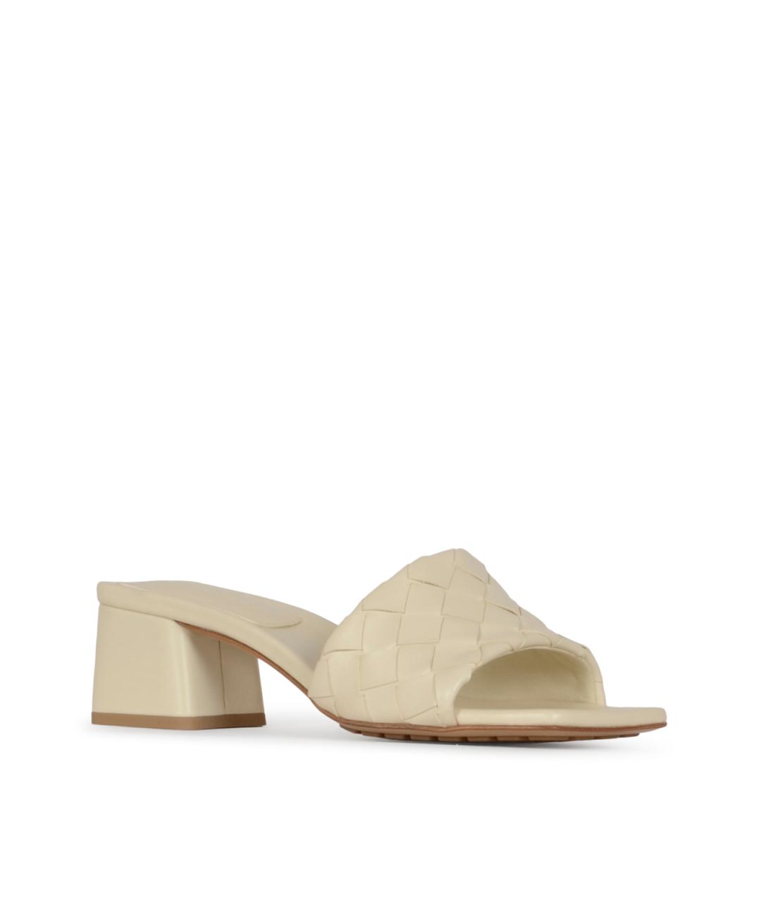 BOTTEGA VENETA Бежевые кожаные мюли, фото 2