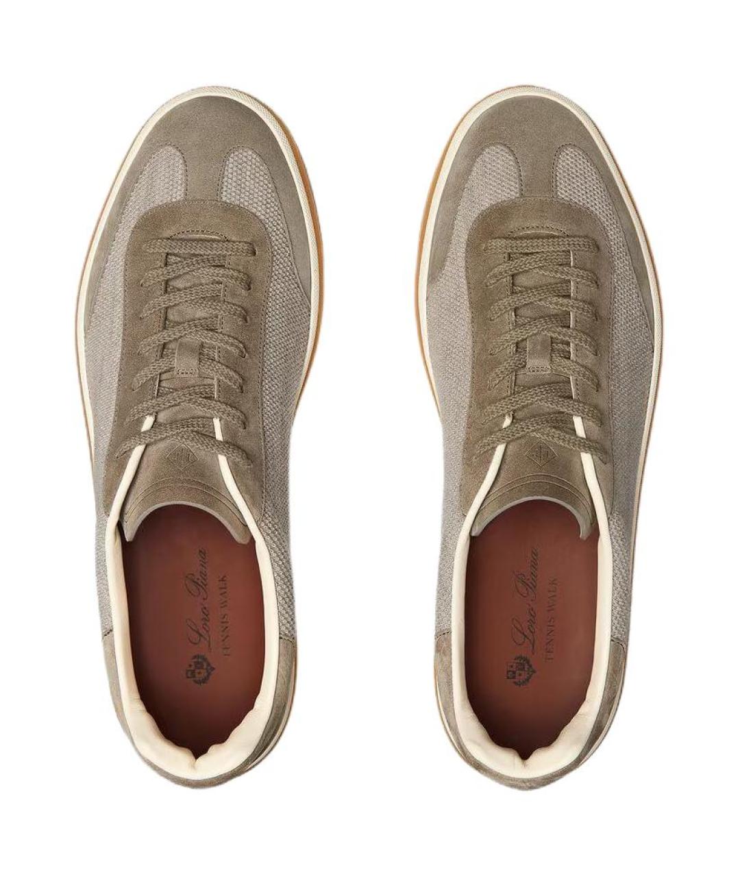LORO PIANA Бежевые текстильные низкие кроссовки / кеды, фото 5