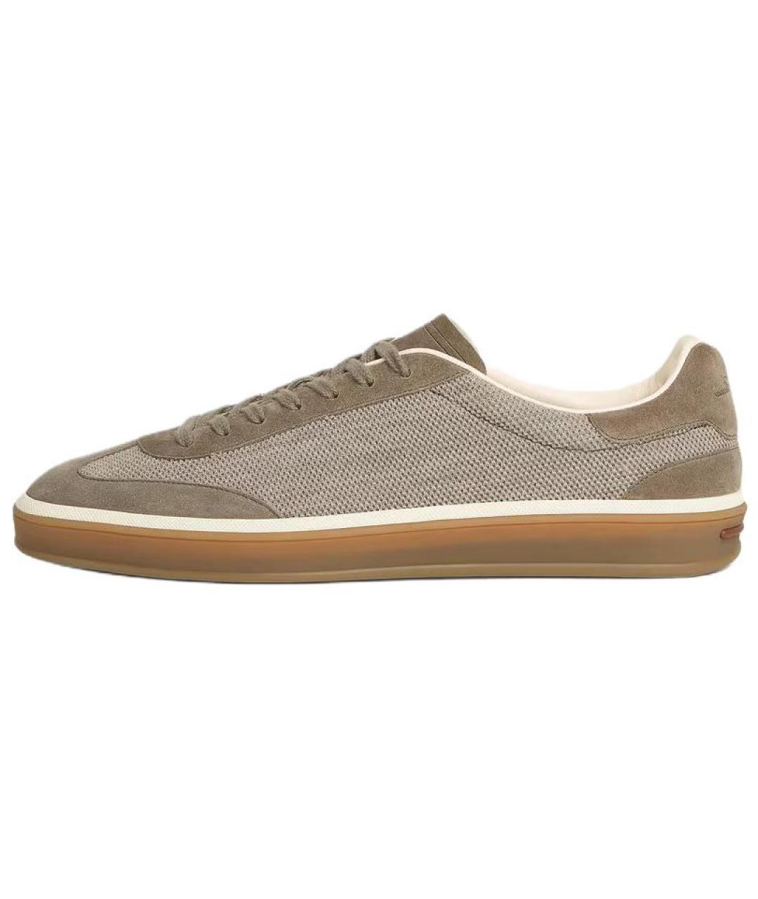 LORO PIANA Бежевые текстильные низкие кроссовки / кеды, фото 2