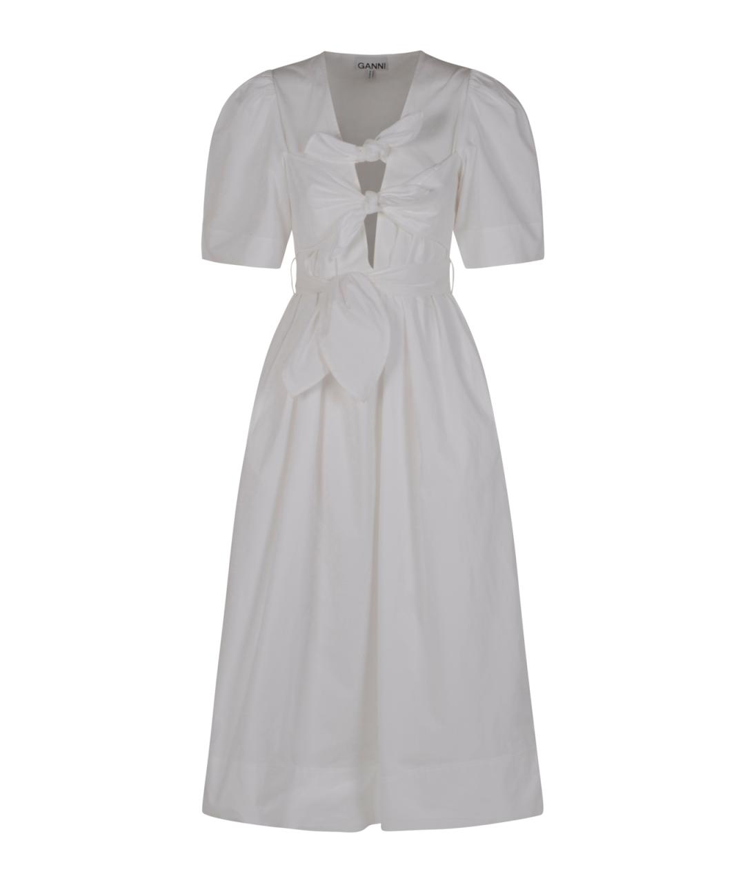 GANNI Белое хлопковое повседневное платье, фото 1