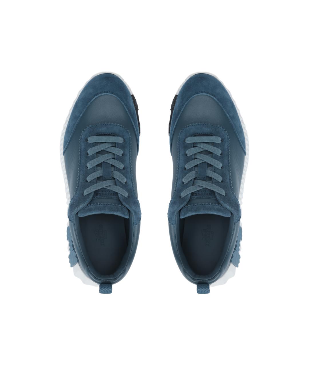 HERMES Синие кожаные низкие кроссовки / кеды, фото 3