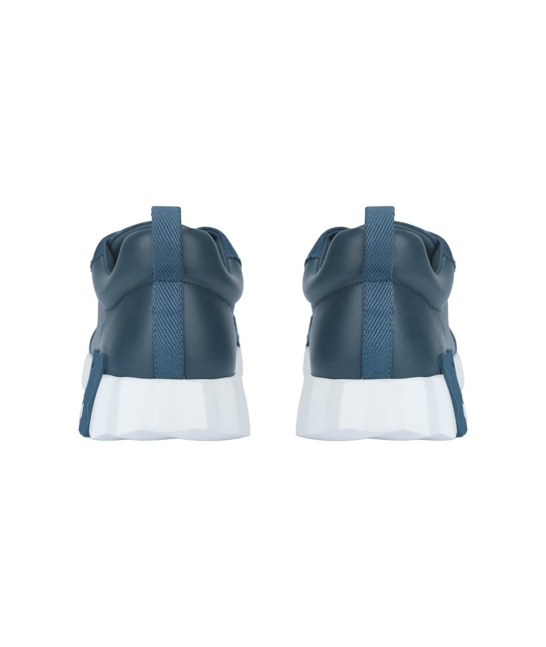 HERMES Синие кожаные низкие кроссовки / кеды, фото 4