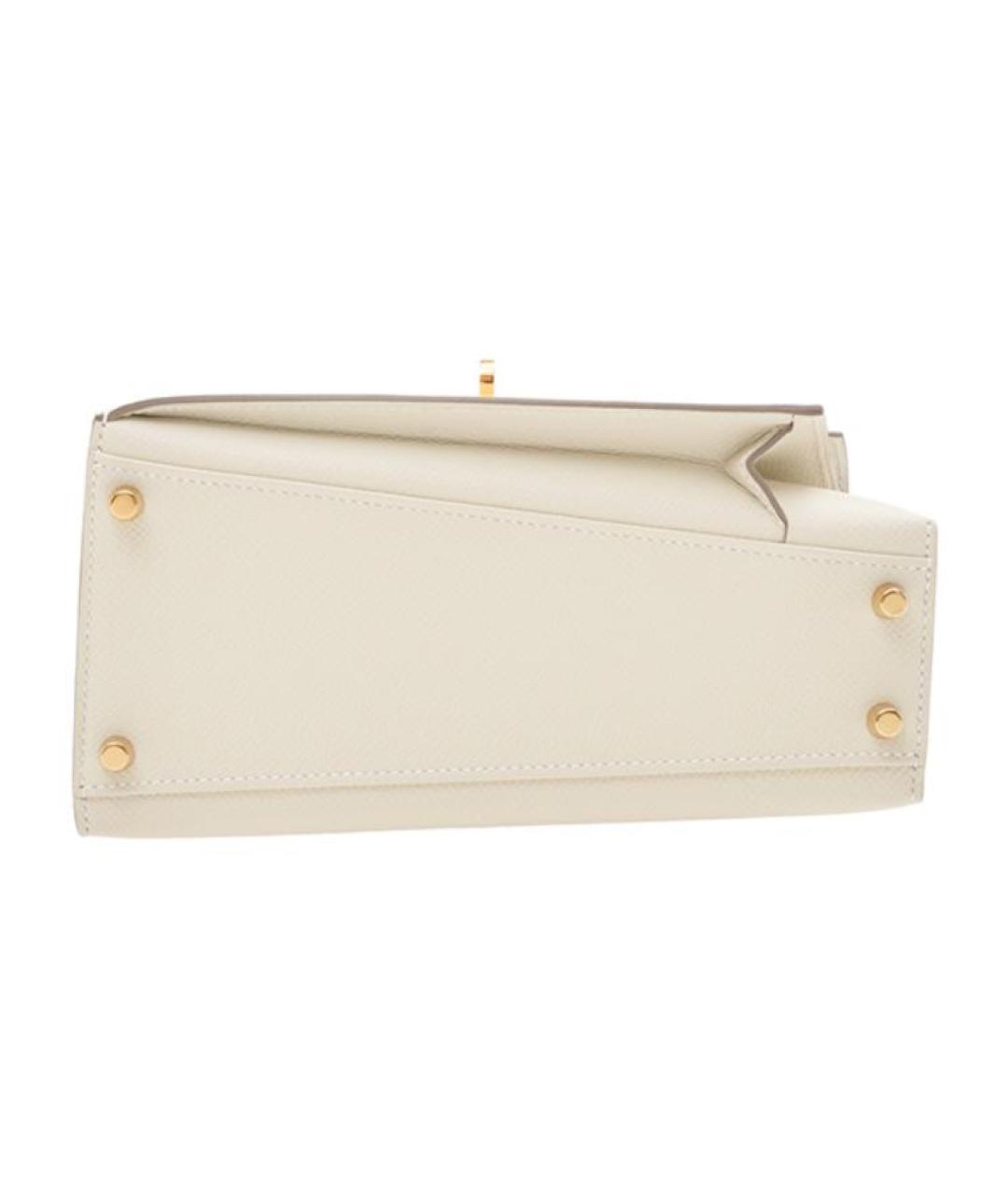 HERMES Белая кожаная сумка через плечо, фото 4