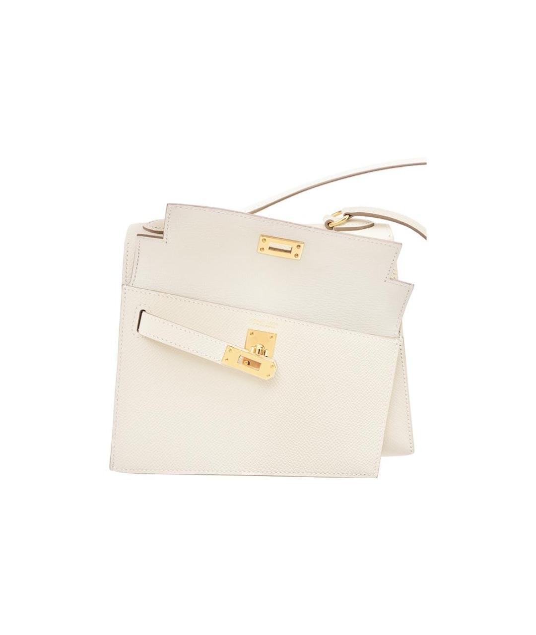 HERMES Белая кожаная сумка через плечо, фото 3