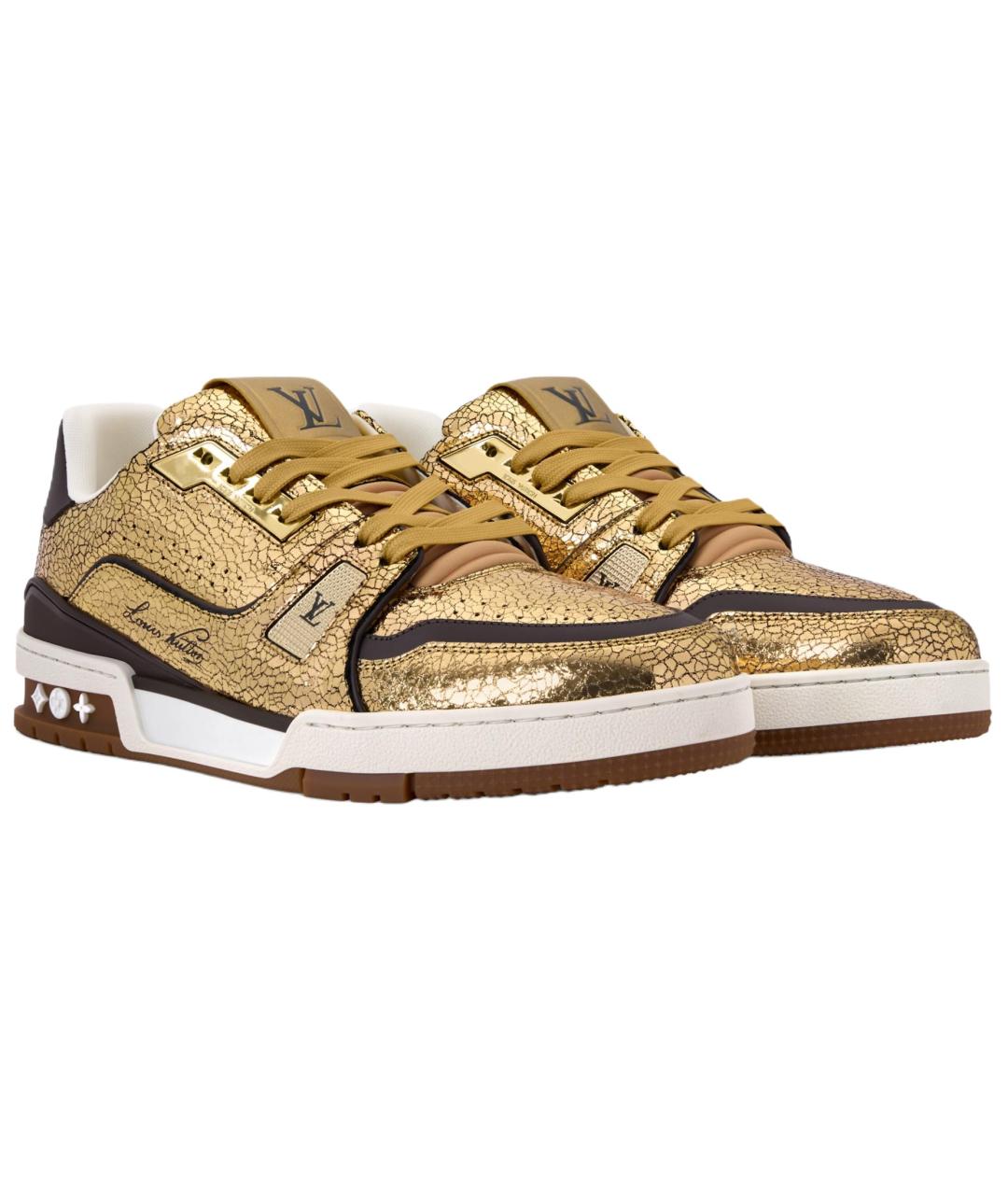 LOUIS VUITTON Золотые низкие кроссовки / кеды, фото 2