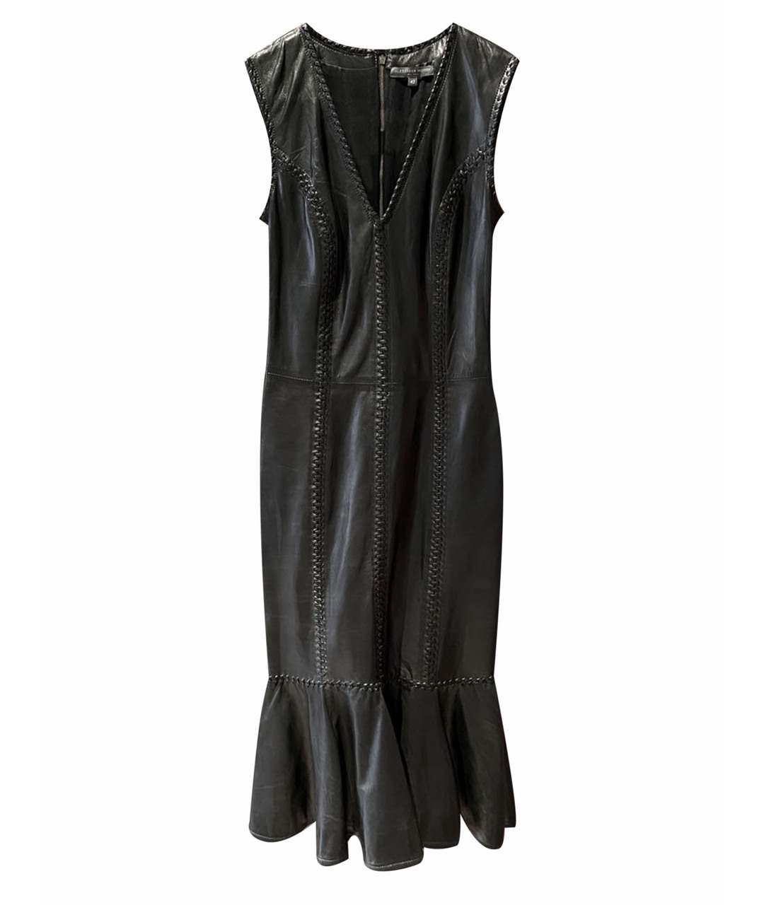 ALEXANDER MCQUEEN Черное кожаное коктейльное платье, фото 1