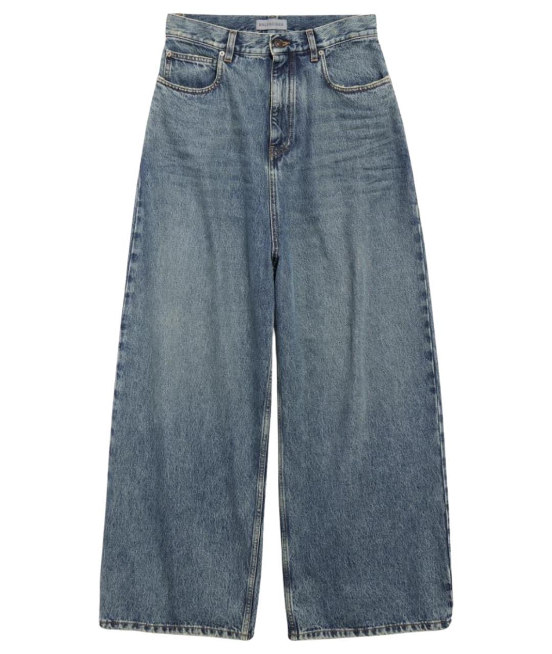 BALENCIAGA Синие хлопковые прямые джинсы, фото 1