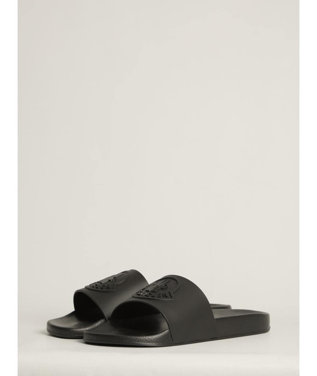 MONCLER Черные синтетические шлепанцы, фото 2