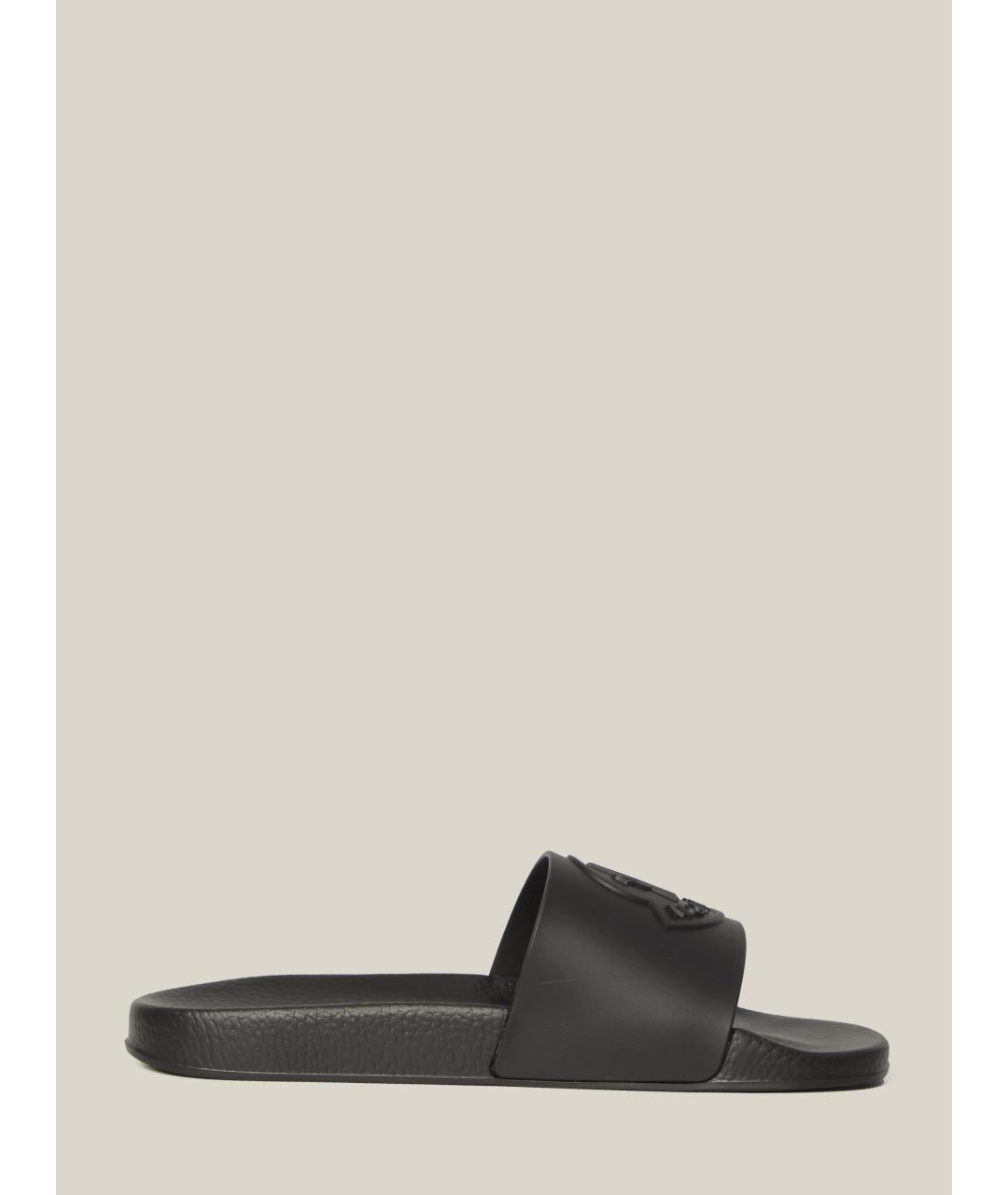 MONCLER Черные синтетические шлепанцы, фото 6