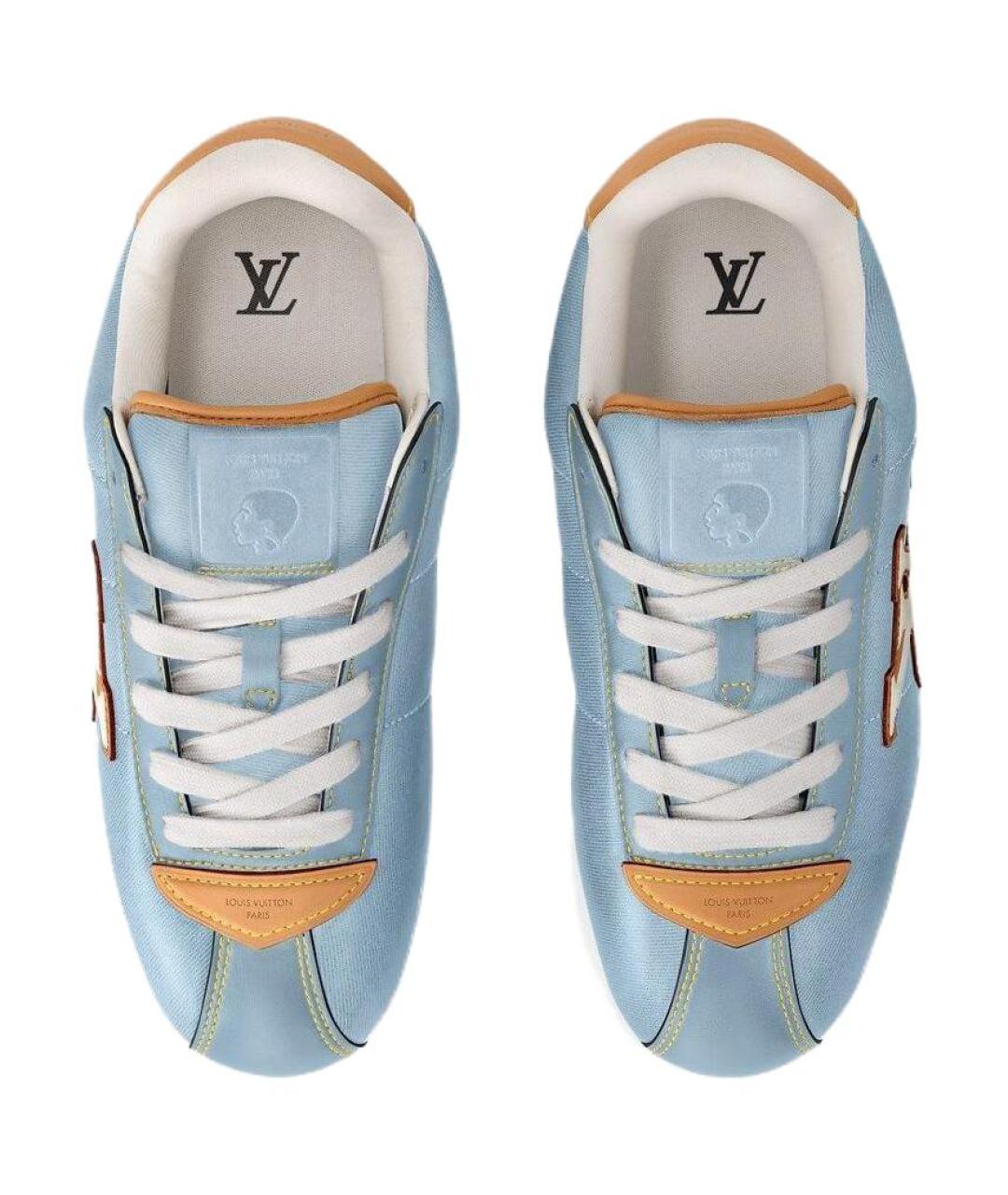 LOUIS VUITTON Голубые текстильные низкие кроссовки / кеды, фото 4
