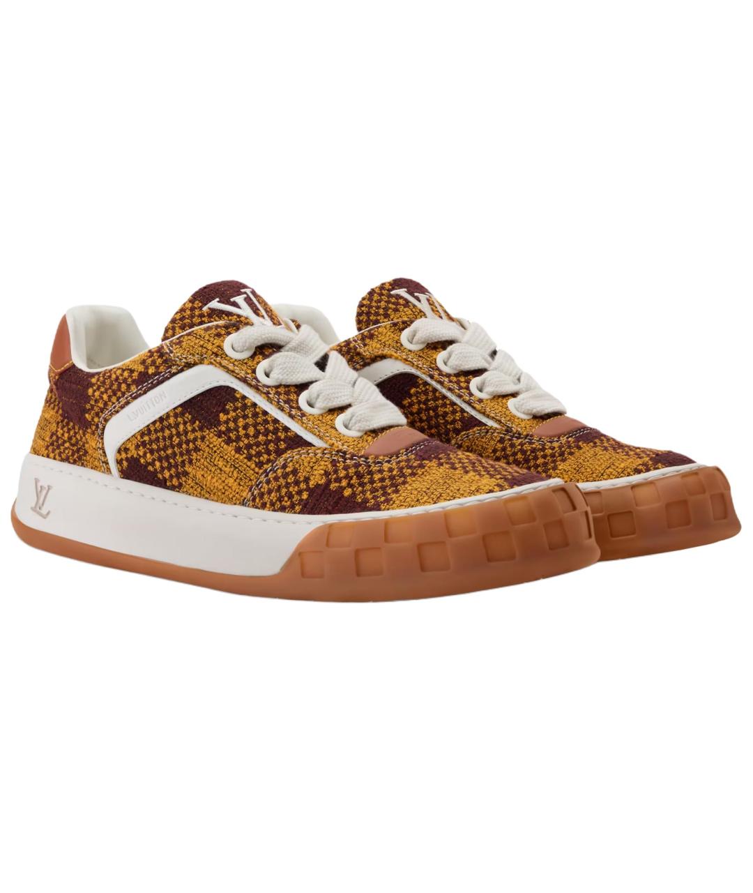 LOUIS VUITTON Коричневые кожаные кроссовки, фото 3