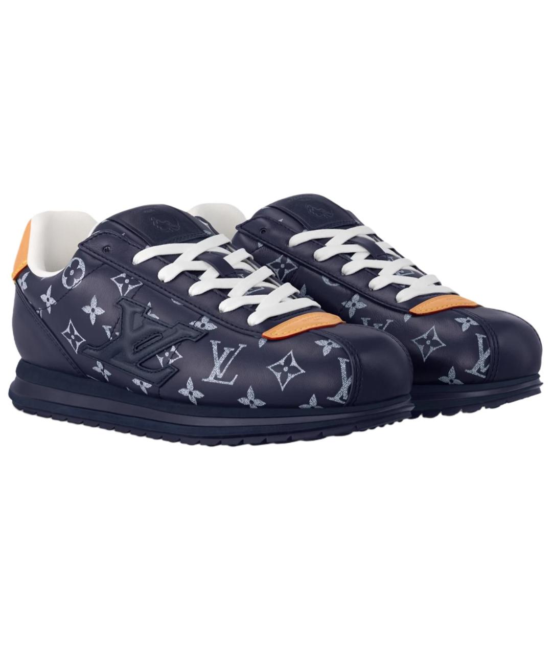 LOUIS VUITTON Темно-синие кожаные низкие кроссовки / кеды, фото 3
