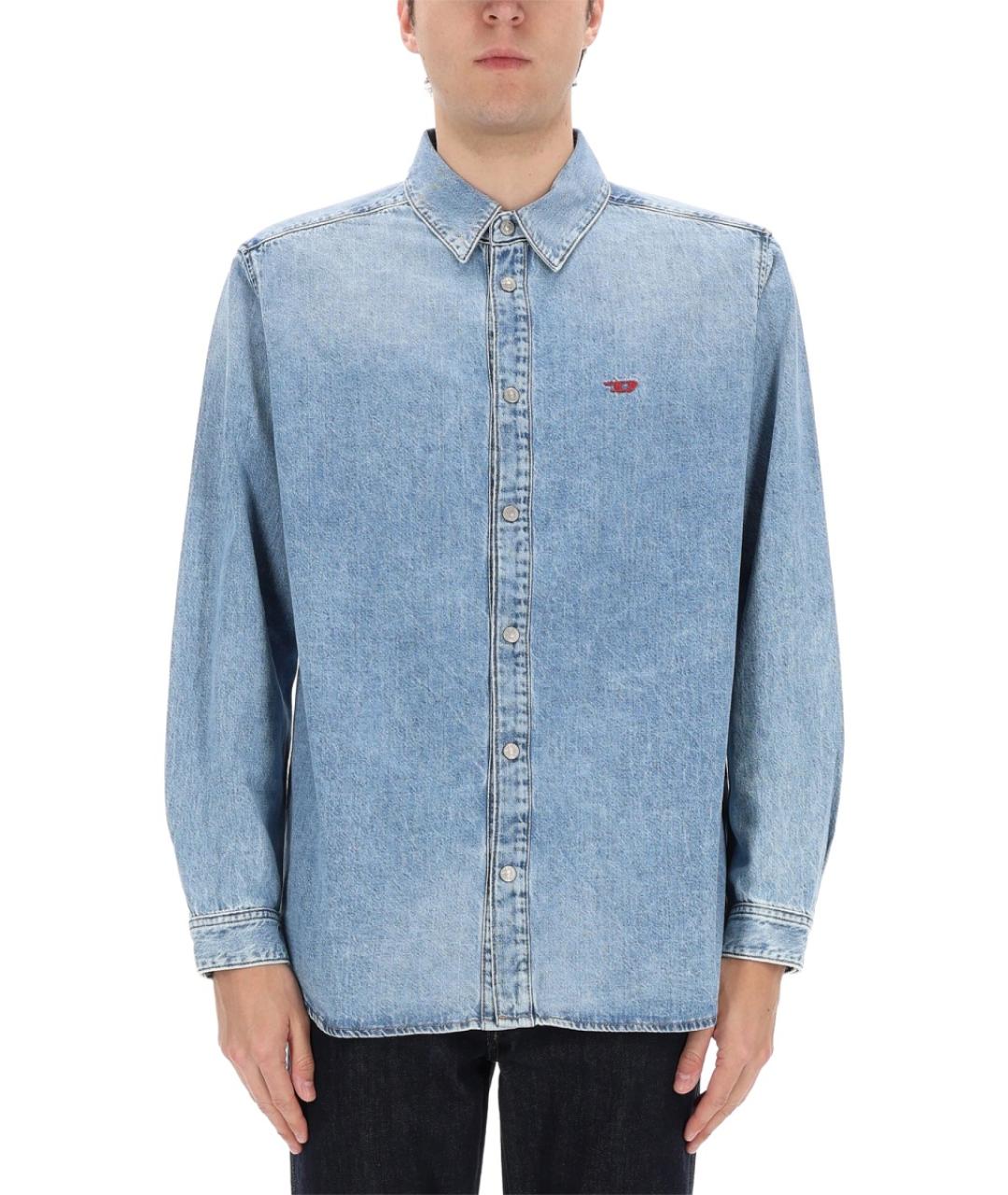 DIESEL Синяя хлопковая кэжуал рубашка, фото 4