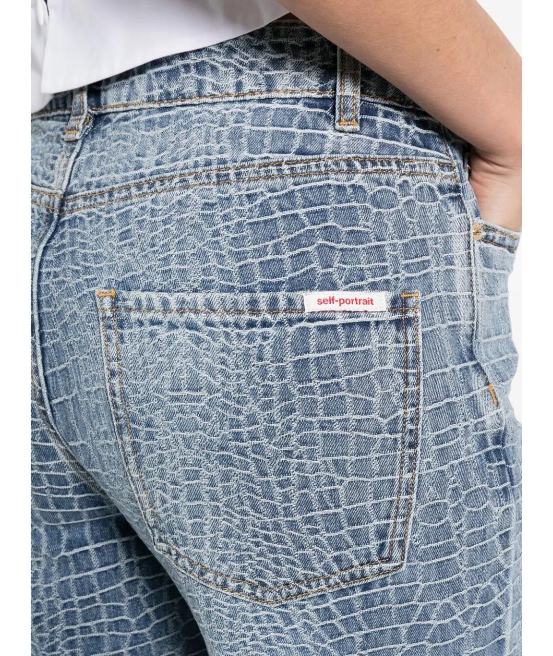 SELF-PORTRAIT Синие хлопковые прямые джинсы, фото 4