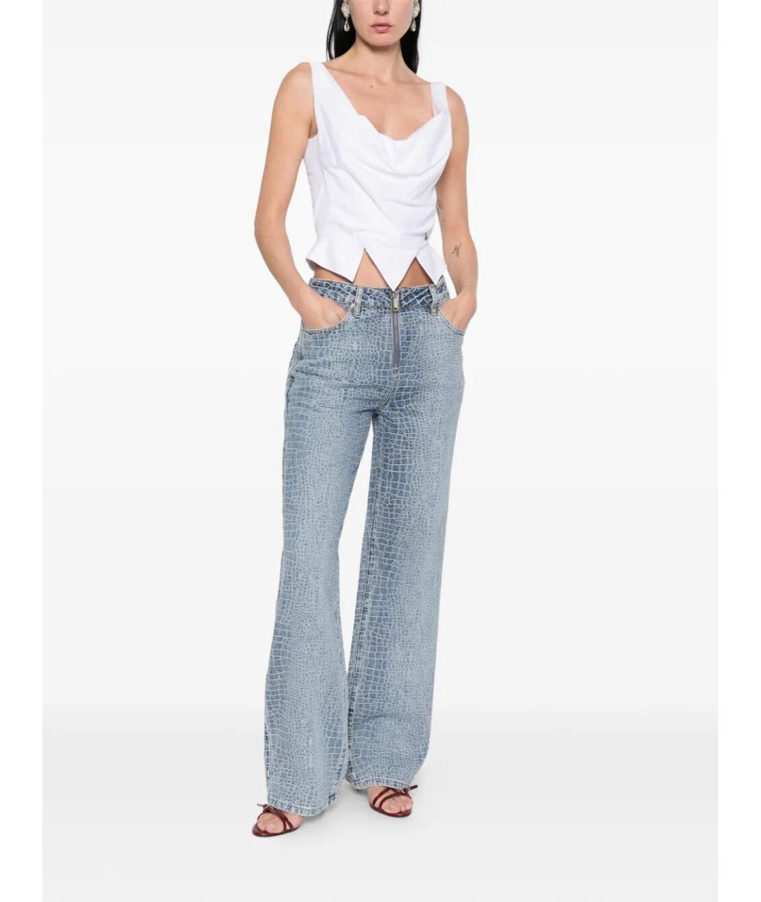 SELF-PORTRAIT Синие хлопковые прямые джинсы, фото 2