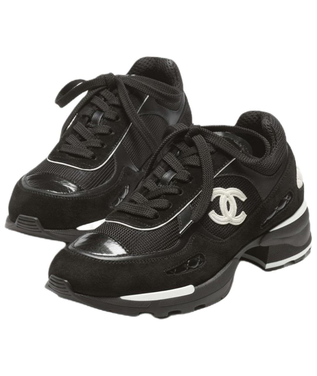 CHANEL Черные кожаные кроссовки, фото 3