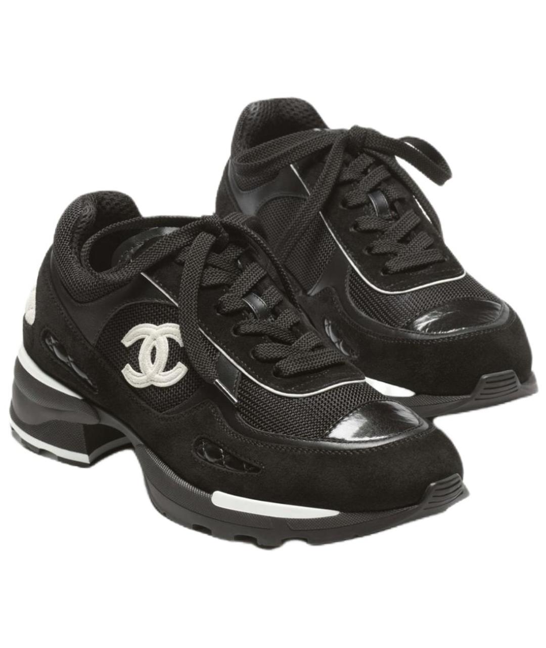 CHANEL Черные кожаные кроссовки, фото 4