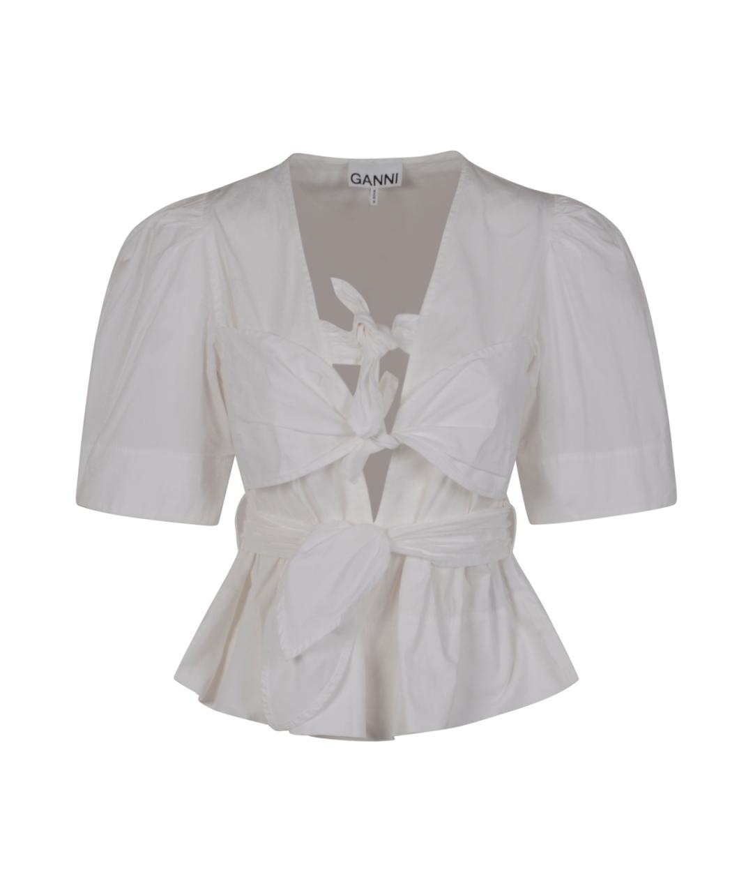 GANNI Белая хлопковая рубашка, фото 1