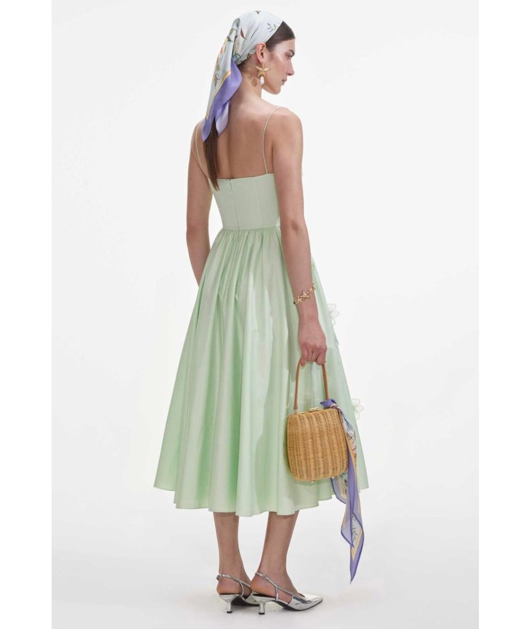SELF-PORTRAIT Зеленые хлопковое коктейльное платье, фото 8
