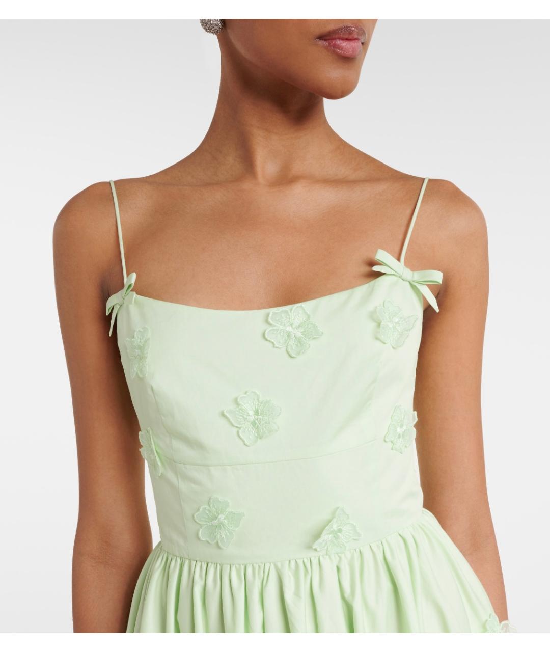 SELF-PORTRAIT Зеленые хлопковое коктейльное платье, фото 4