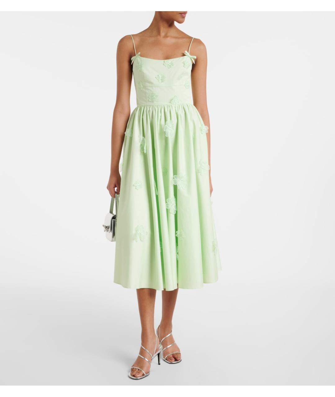 SELF-PORTRAIT Зеленые хлопковое коктейльное платье, фото 2