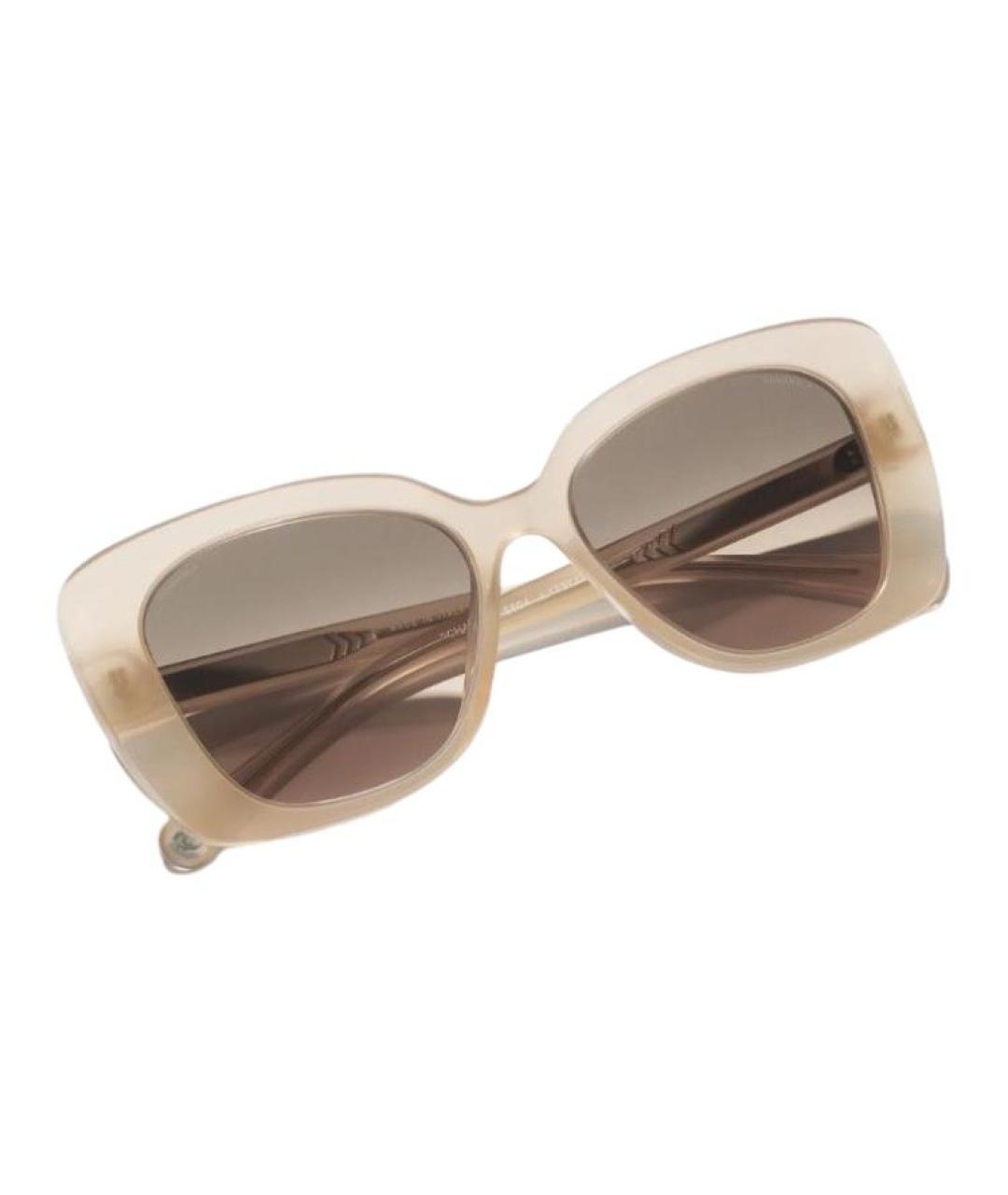 CHANEL Бежевые пластиковые солнцезащитные очки, фото 3