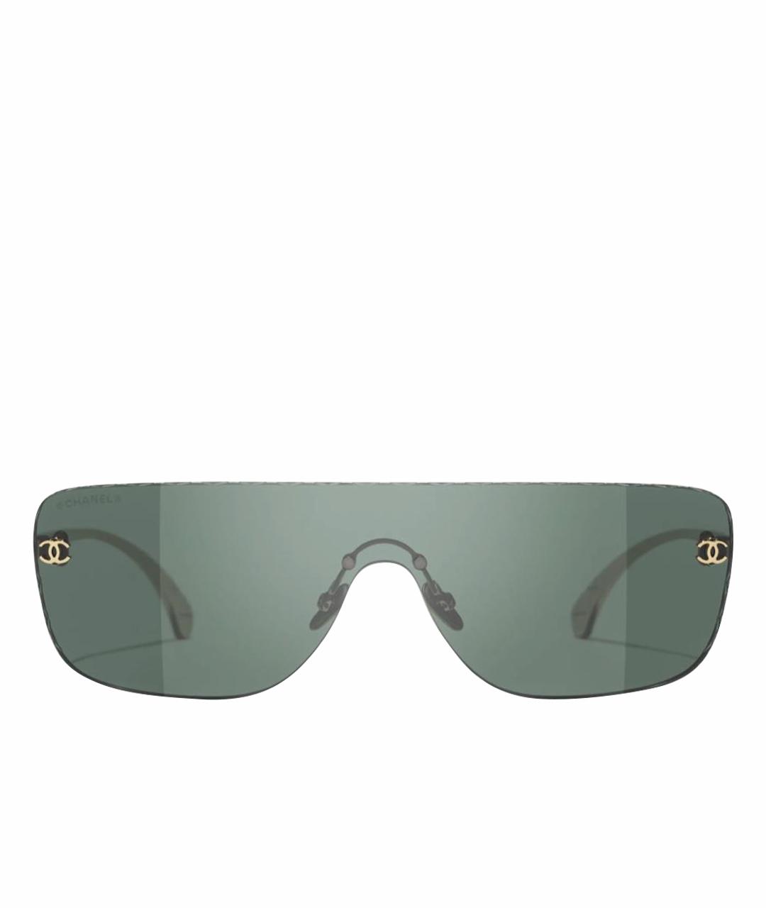 CHANEL Зеленые металлические солнцезащитные очки, фото 1