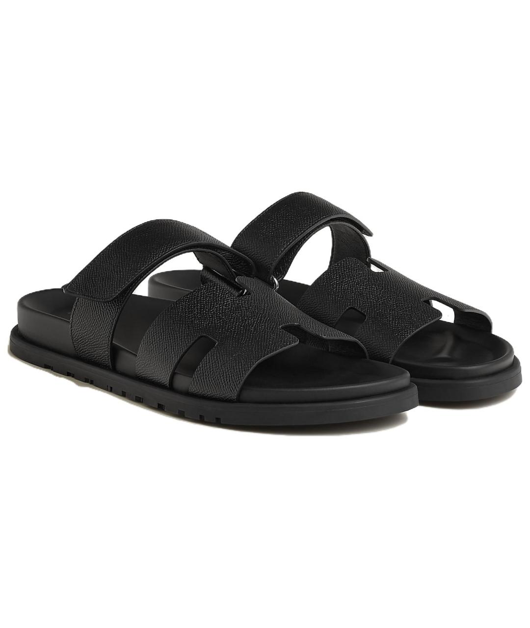 HERMES Черные шлепанцы, фото 4