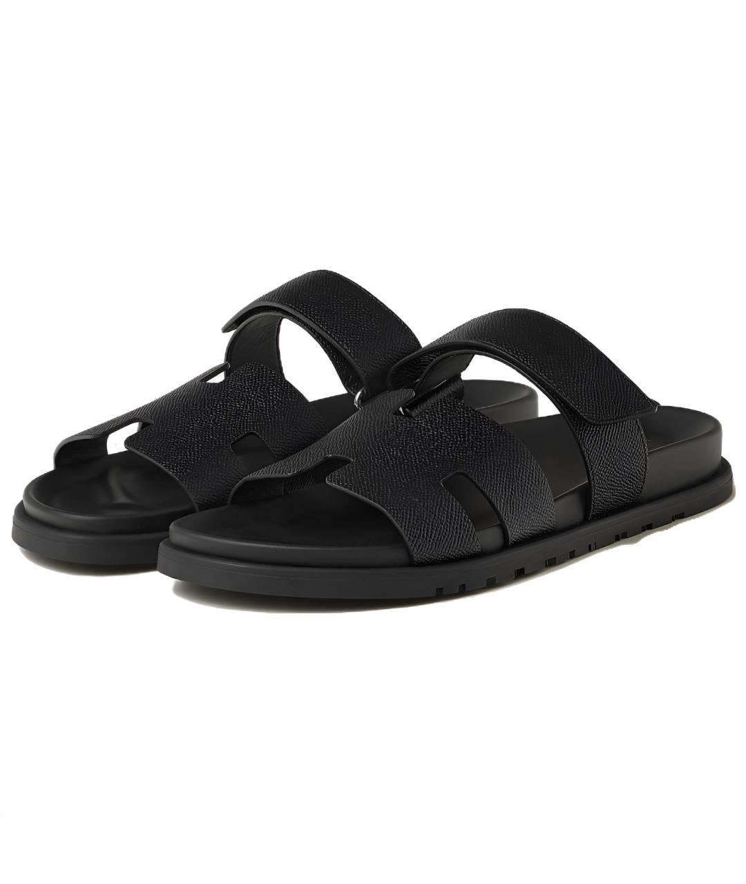 HERMES Черные шлепанцы, фото 3