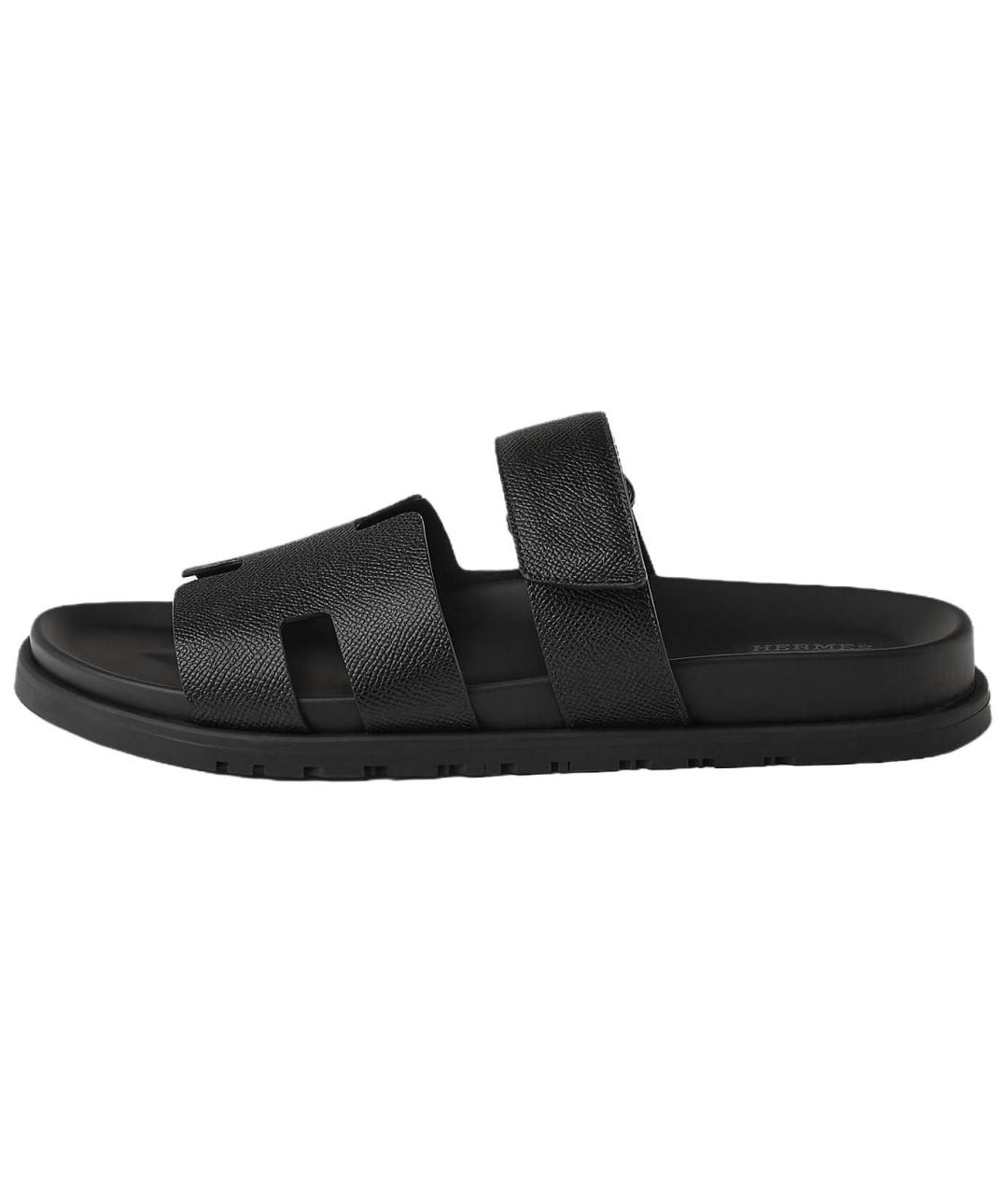 HERMES Черные шлепанцы, фото 2