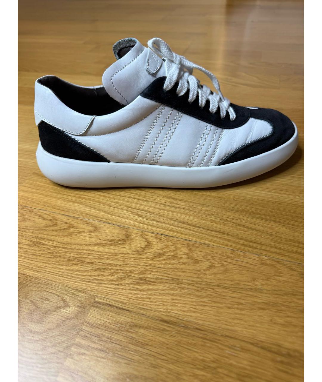 BRIONI Белые кожаные низкие кроссовки / кеды, фото 9