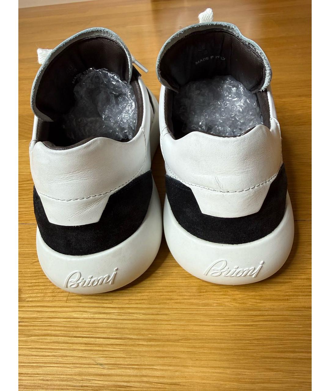 BRIONI Белые кожаные низкие кроссовки / кеды, фото 3