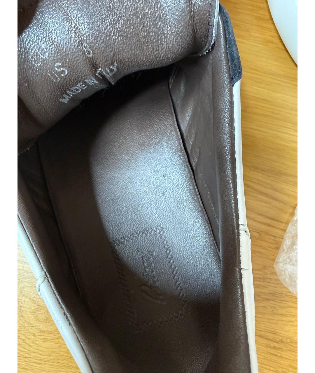 BRIONI Белые кожаные низкие кроссовки / кеды, фото 7