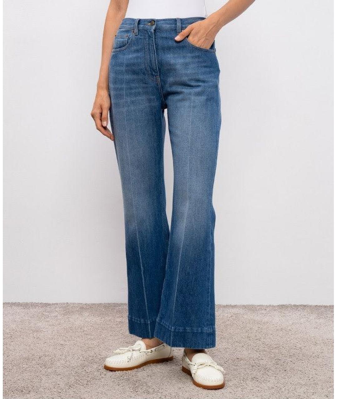 VALENTINO Синие хлопковые джинсы клеш, фото 3