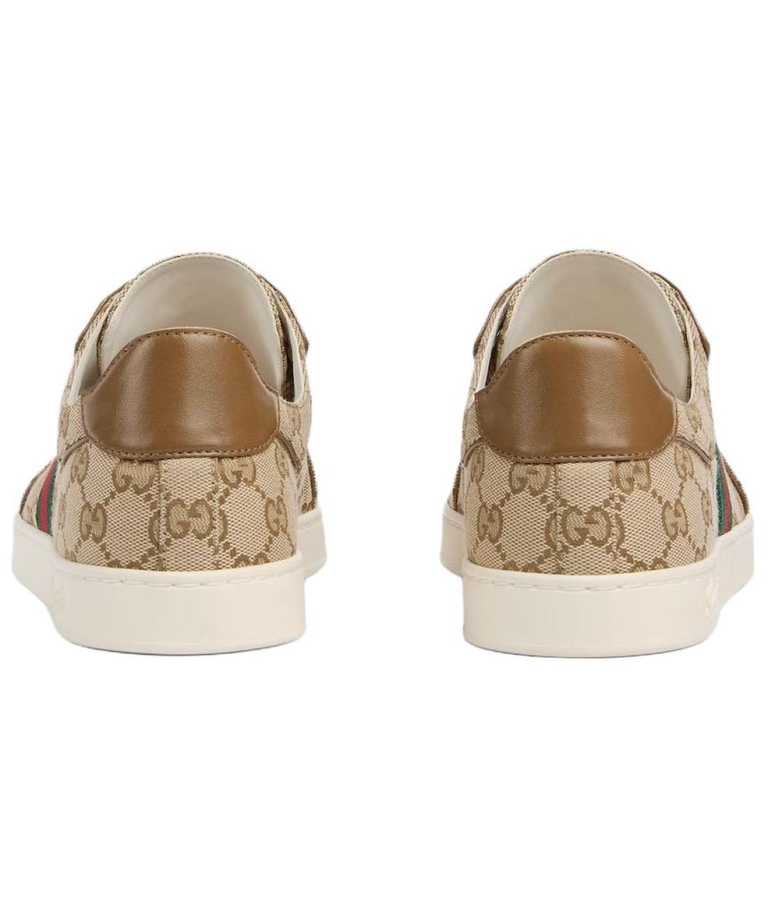 GUCCI Коричневые текстильные низкие кроссовки / кеды, фото 5