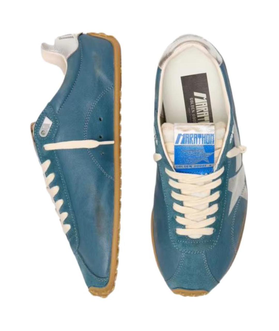 GOLDEN GOOSE DELUXE BRAND Синие кожаные кроссовки, фото 4