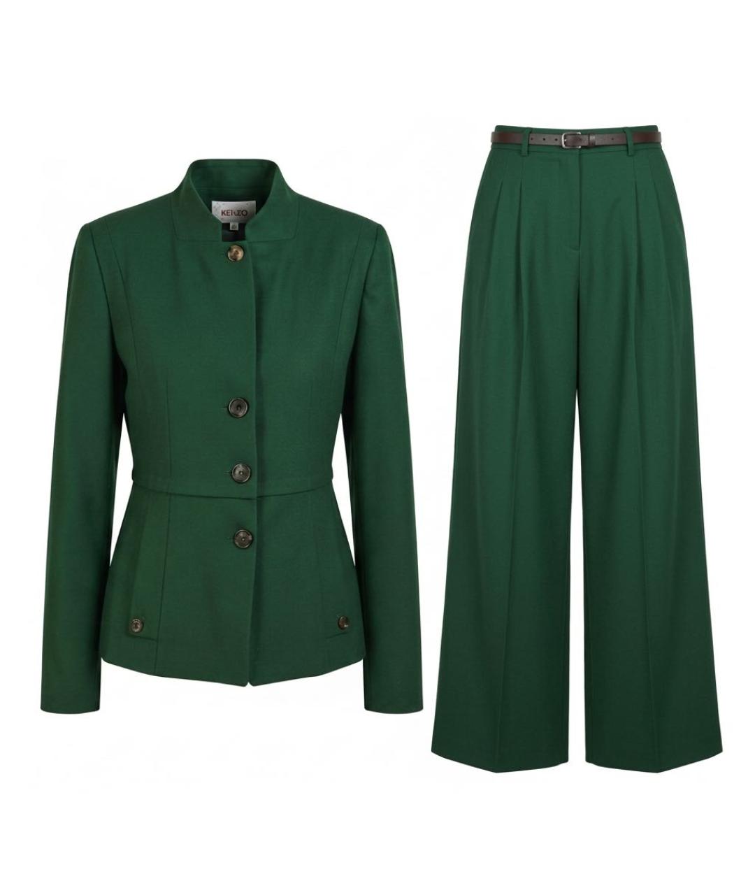 KENZO Зеленый шерстяной костюм с брюками, фото 1