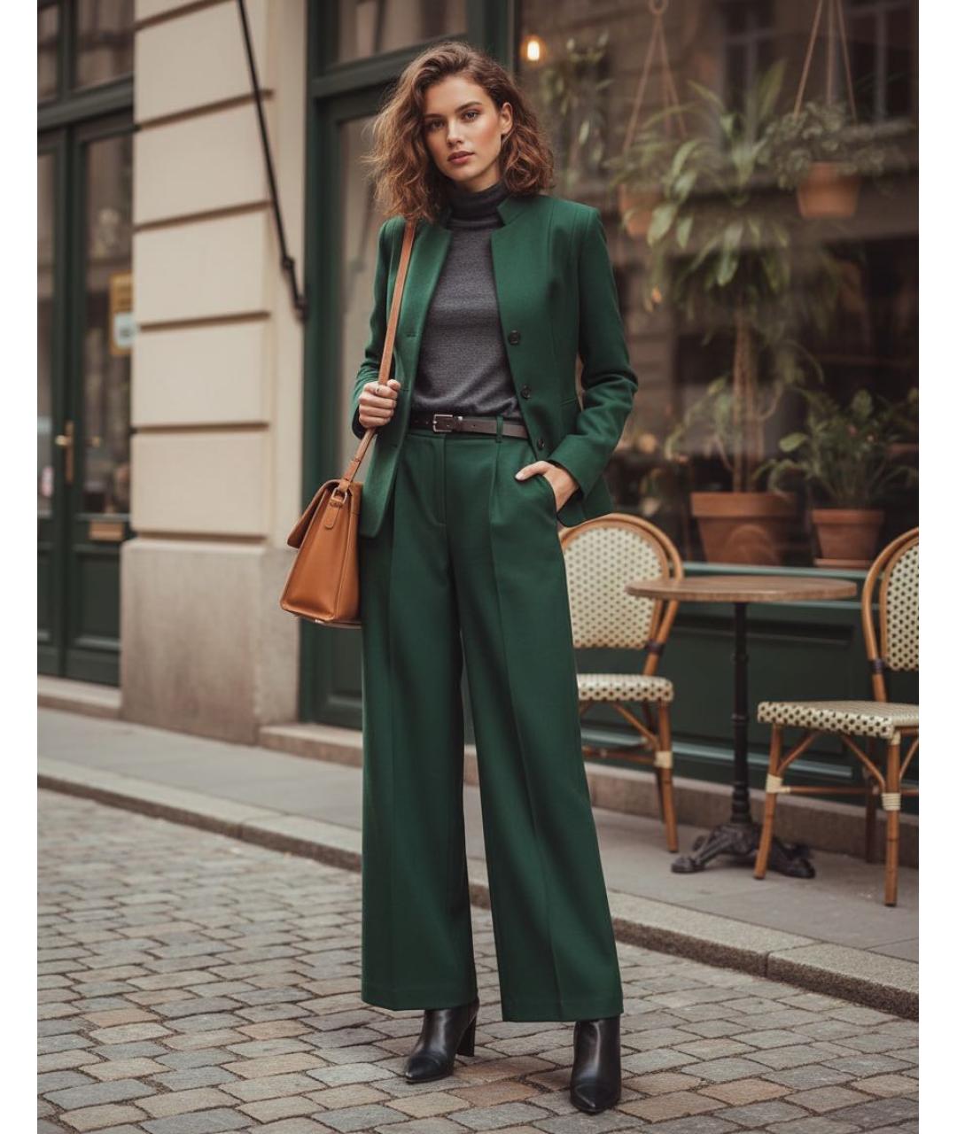 KENZO Зеленый шерстяной костюм с брюками, фото 7