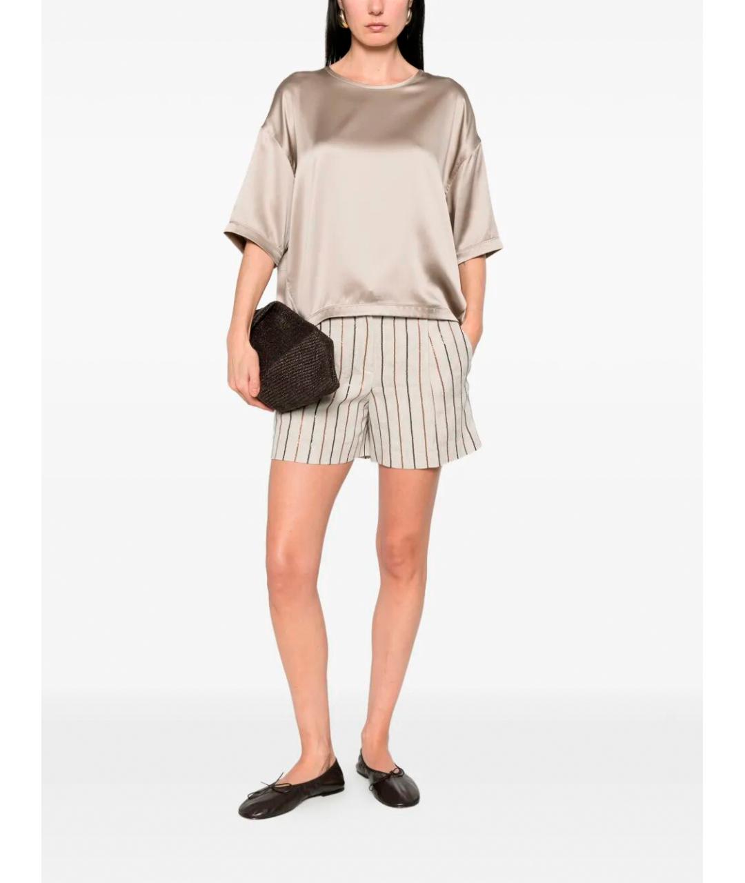 BRUNELLO CUCINELLI Бежевая шелковая блузы, фото 2