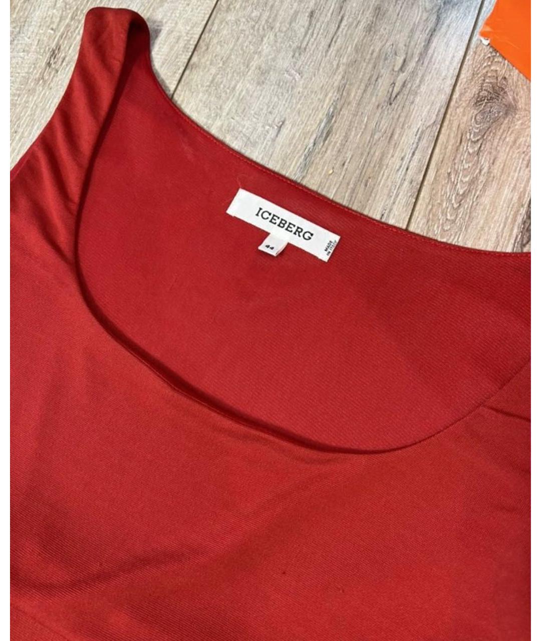 ICEBERG Красное вискозное повседневное платье, фото 3