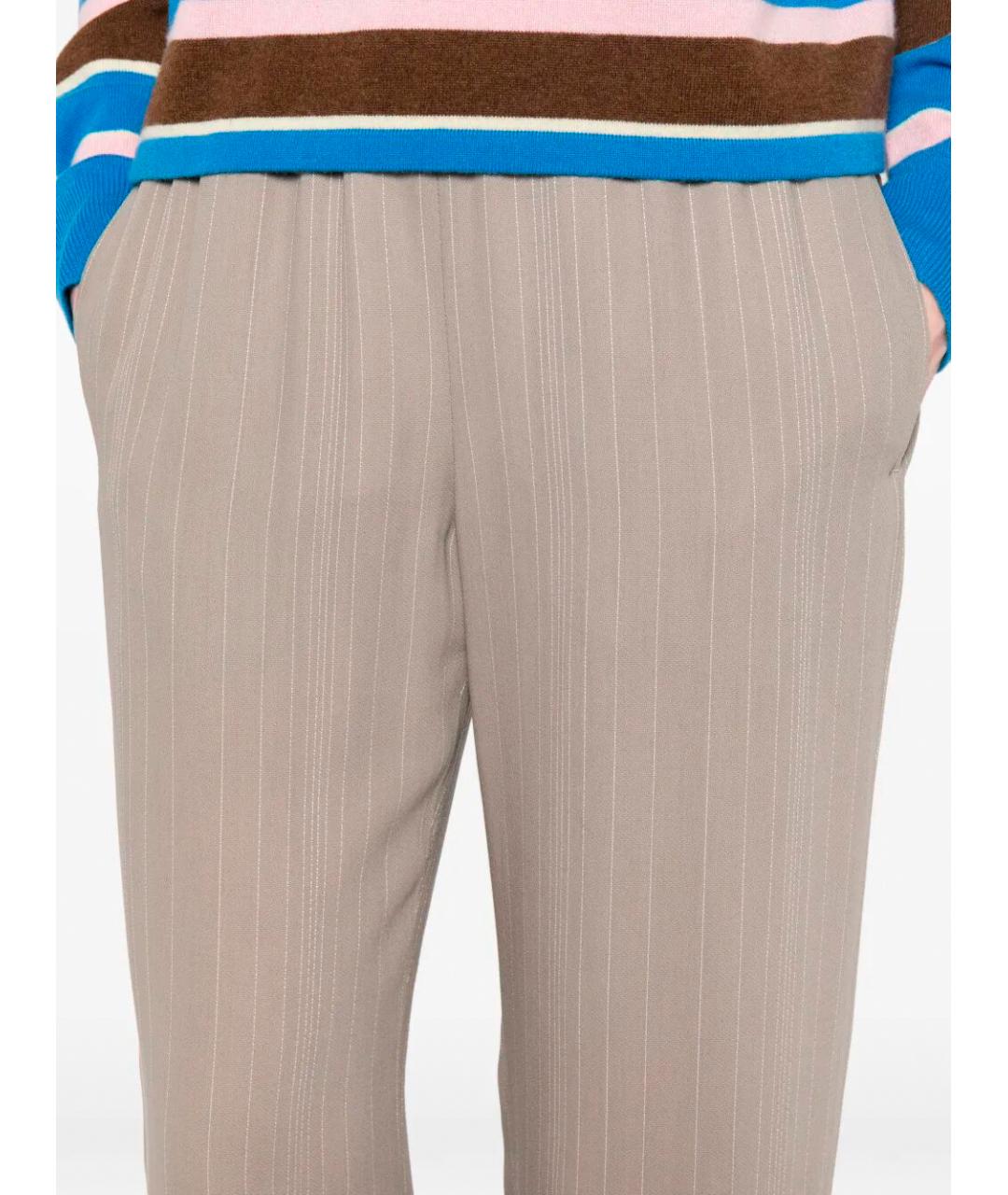 GOLDEN GOOSE DELUXE BRAND Коричневые шерстяные прямые брюки, фото 5