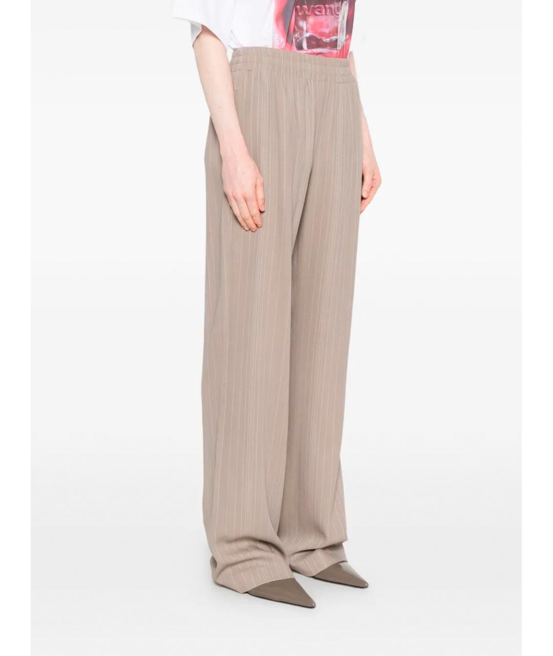 GOLDEN GOOSE DELUXE BRAND Коричневые шерстяные прямые брюки, фото 3