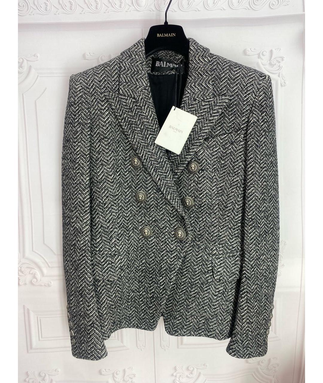 BALMAIN Серый шерстяной жакет/пиджак, фото 6