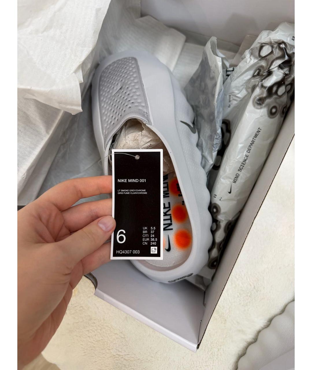 NIKE Серые резиновые шлепанцы, фото 4