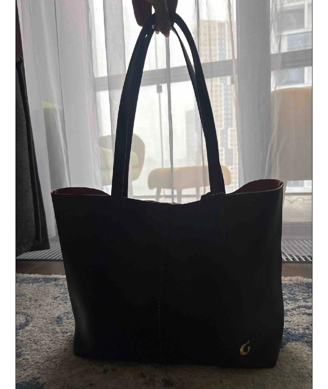 COACH Черная кожаная сумка тоут, фото 7